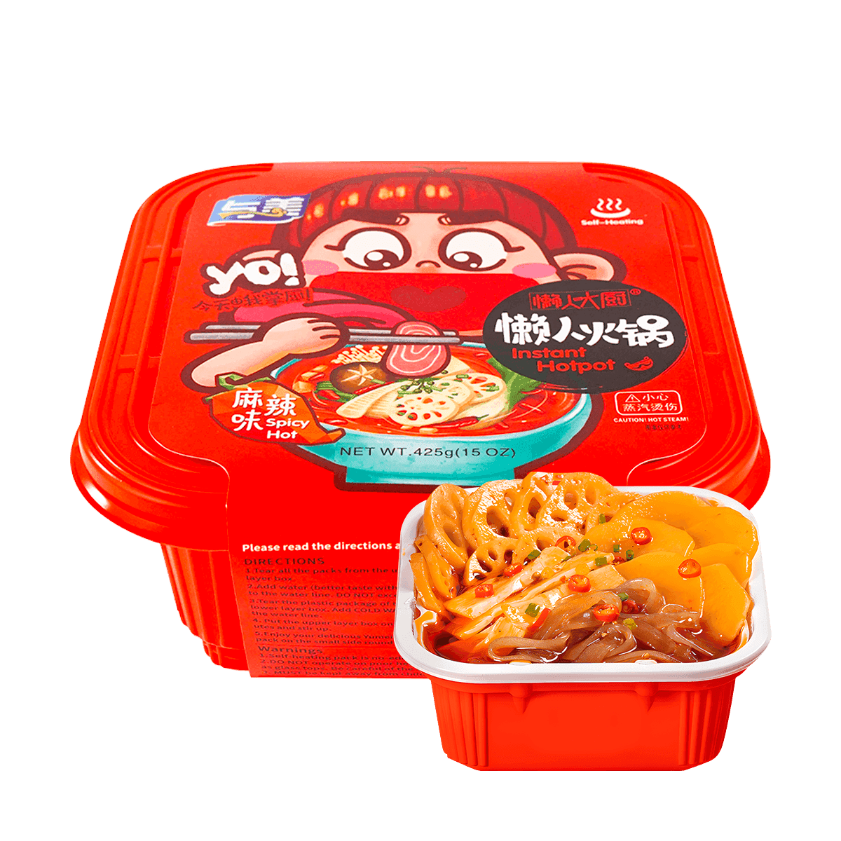 TEMU Yumei, 3 Packs*15oz, Self-heating Instant Hot Pot - Spicy Flavor