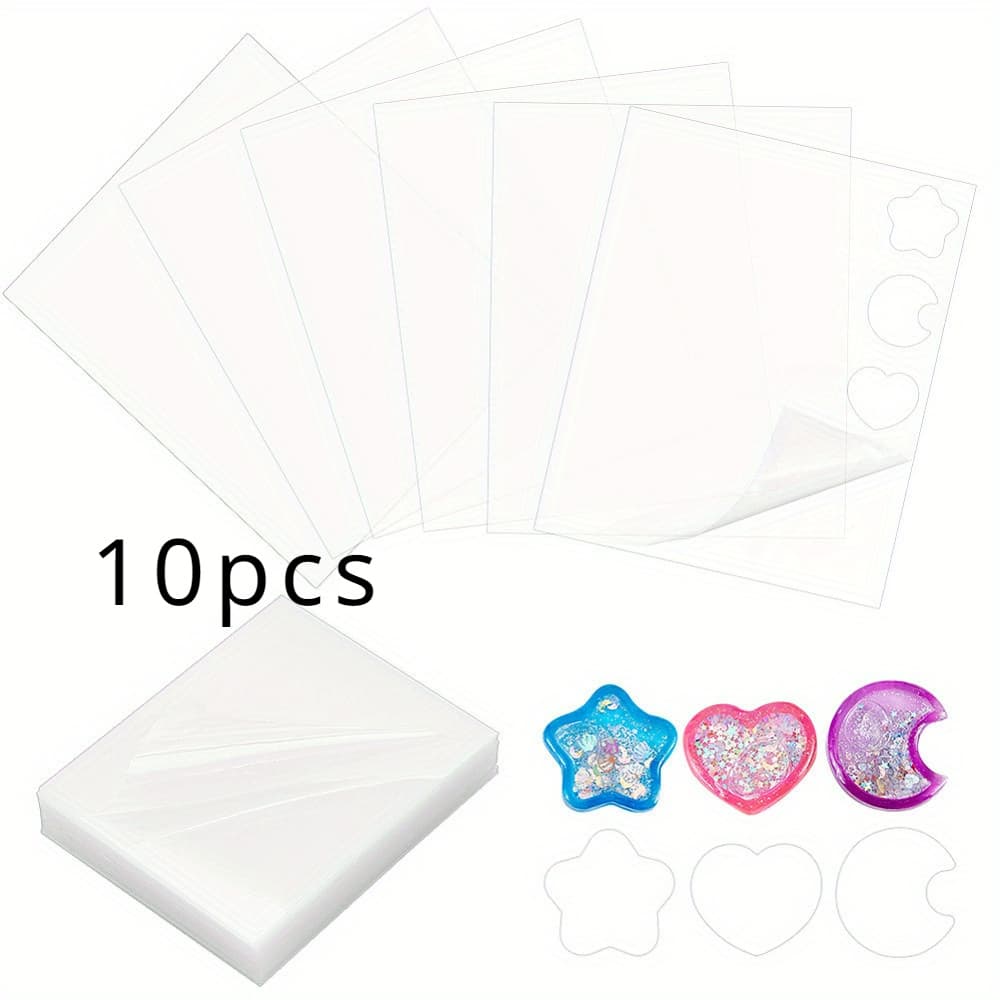 TEMU 1set 10/50pcs Plastic Protective Sealing Films 80x65mm/3.2''x2.6'' Large Size Transparent Pet Sealing Film Stickers Free Cutting For Resin Shaker Quicksand Pendant Making