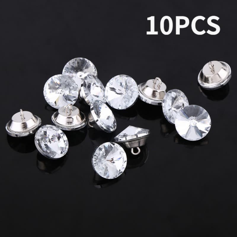TEMU 10pcs Upholstery Buttons With Metal Loops - 20mm Glass Buttons For Diy Sewing, Sofa, Bed, Headboard Decorations & Crafts, Buttons For Clothes