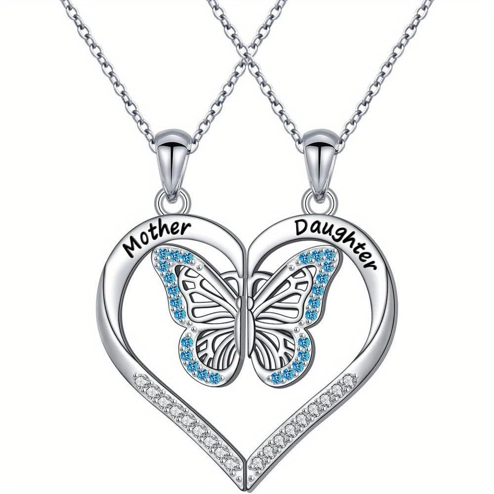 TEMU 2pcs/set Mother-daughter Matching Heart Necklaces - Perfect For Birthdays And Holidays