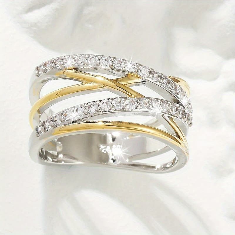 TEMU A Luxurious Zirconia Ring In Golden, Engagement, Wedding Anniversaries, Birthdays, Parties, .