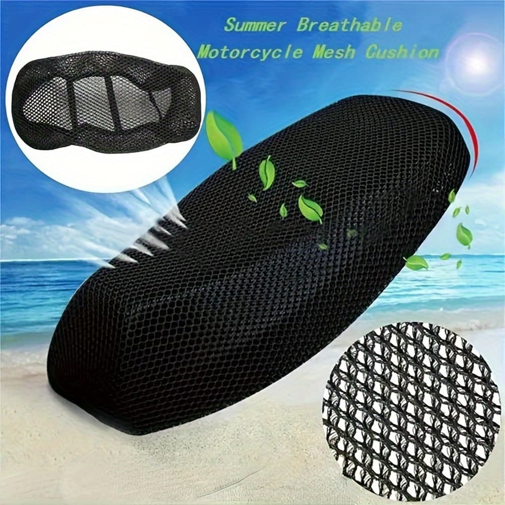 TEMU 1pc Motorcycle Accessories Motorcycle Cushion Seat Mesh Protector Anti-slip Cushion Mesh Net Pad Mesh Seat Cover