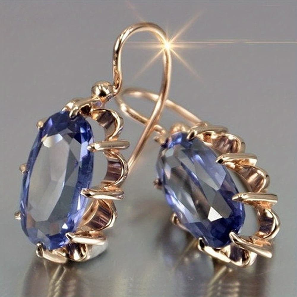 TEMU Elegant Oval Cut Faux Gemstone Bridal Earrings, Vintage Luxurious Style, Perfect Jewelry Gift For Women - Wedding Dangle Earrings Pair