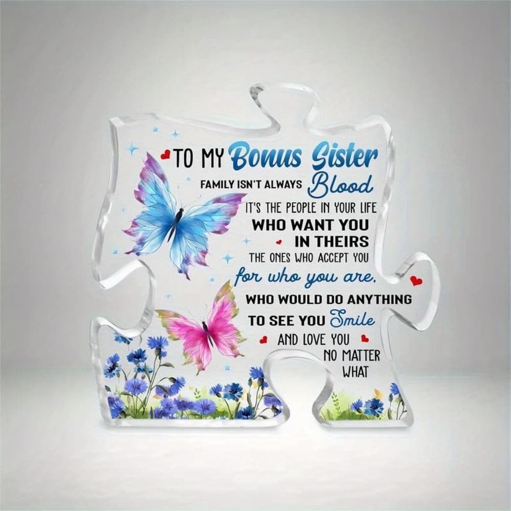 TEMU To Sisters Gifts From Sister, Birthday Gifts For Sister, Sister In Law Gift From Brother Stepsister Step Sisters Plaque, Sister Appreciation Puzzle-shaped Acrylic