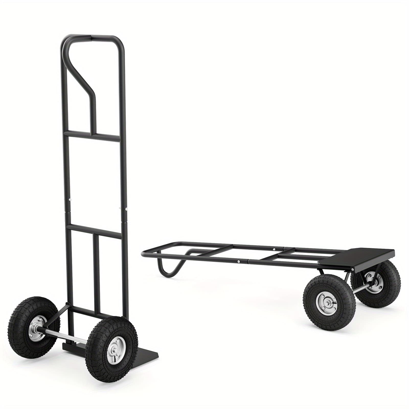 TEMU Costway Heavy Duty Hand Truck 660lbs Capacity Trolley Cart W/ Foldable Nose Plate Black