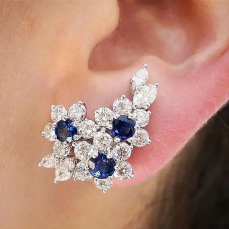 TEMU Women's Fashionable Floral Ear Climbing Earrings For Casual Attire And