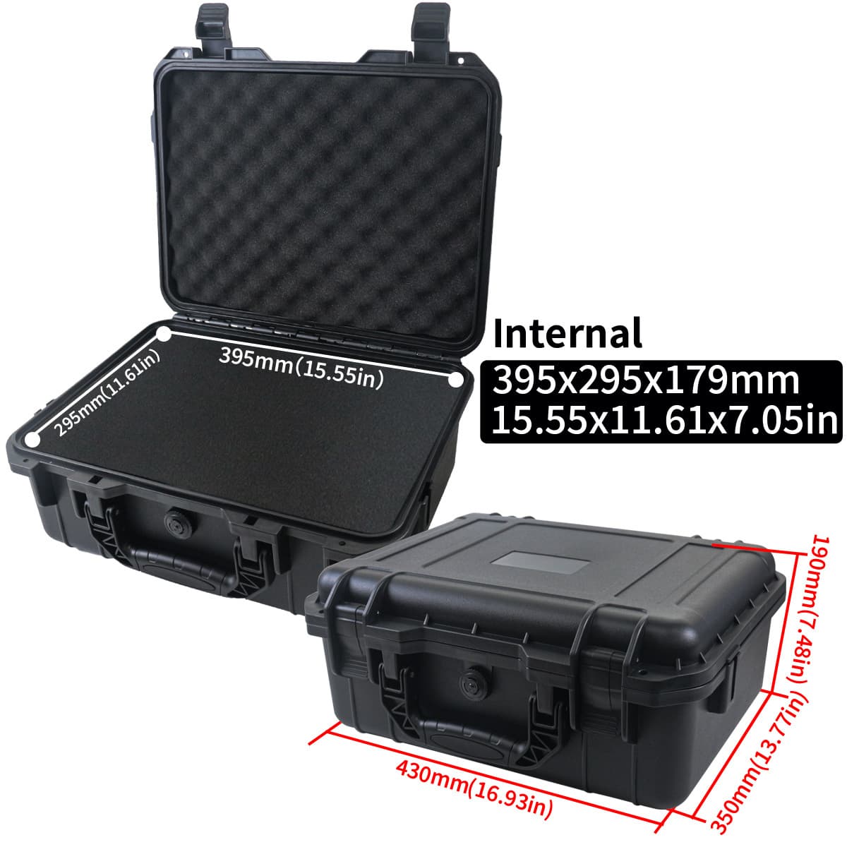 TEMU 1pc Waterproof Hard Carry Case Bag Tool Case With Pre-cut Sponge Storage Box Safety Protector Organizer Hardware Toolbox Impact Resistant Unmanned Drone Case