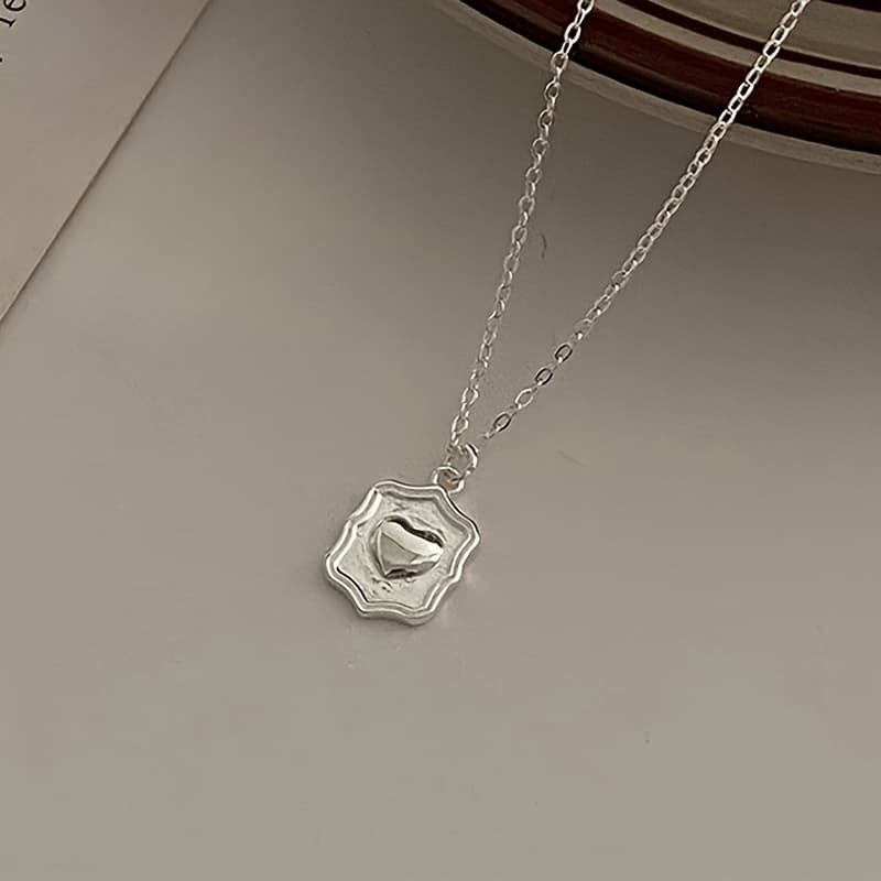 TEMU 1pc 925 Sterling 925 Label Design Pendant Necklace Minimalist Elegant Low Allergy Jewelry Gifts For Men And Women.1.17g/0.04oz