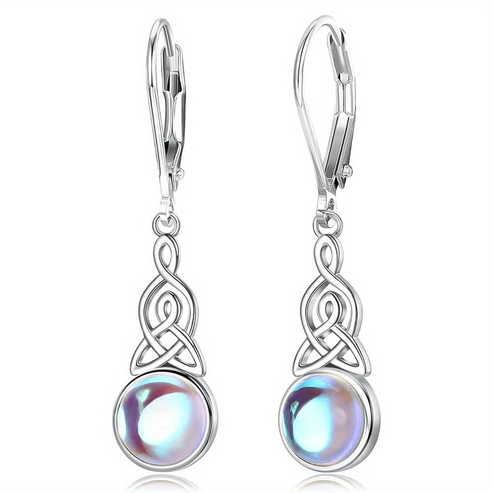 TEMU Knot Pendant Earrings - 925 Sterling Silver, Elegant Gothic Style, Vintage-inspired, 5g/ 0.17oz, Fashionable Women's Accessories For