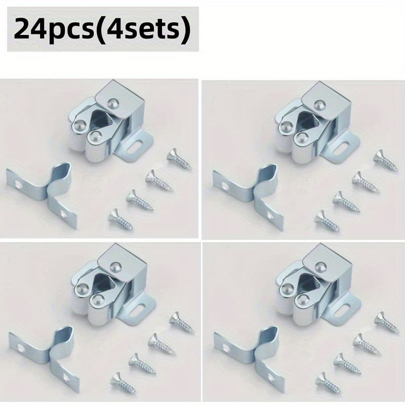 TEMU 24pcs Vintage Style Stainless Steel Double Roller Cabinet Latches – & Door Catch For Wardrobes And Cabinets, Nickel