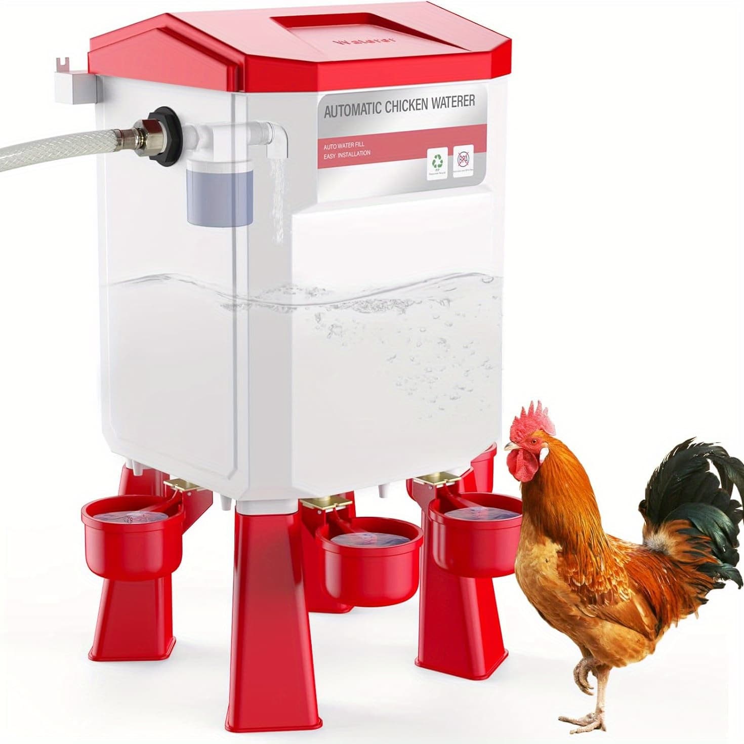 TEMU Self- Poultry Watering System, Attaches To Hose, Ideal For Chickens, Ducks, And Geese, Float-operated Water Feeder, Required