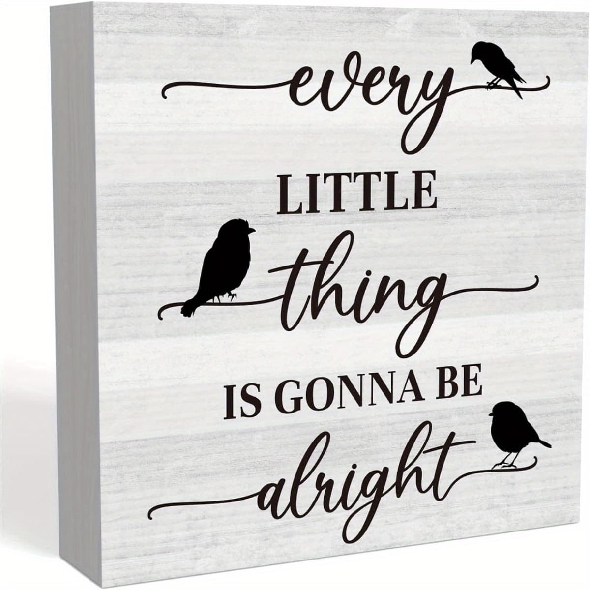 TEMU 1pc, Square Foam Pvc Desktop Decor, Is Gonna Be Sign Decor, 3 Little Birds Sign Gift For , Home Office Shelf Table Tiered Tray Decoration