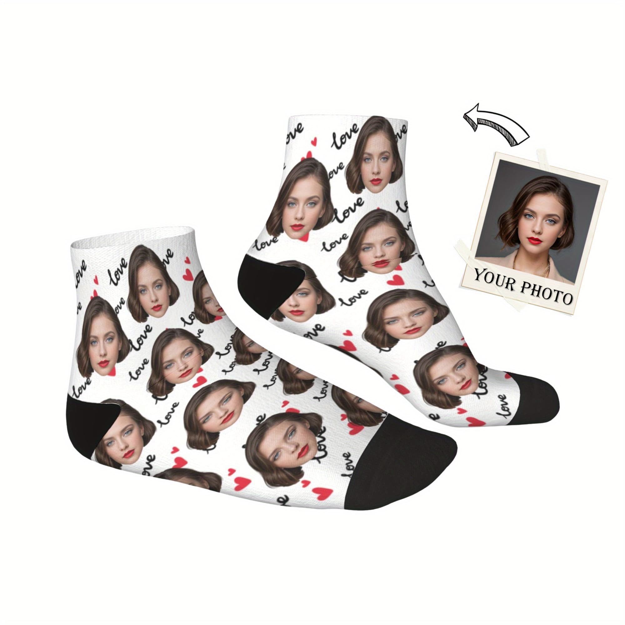 TEMU Custom Face Socks With Personalized Photo, Breathable Comfortable Crew Socks For Men And Women, Ideal Anniversary Gift