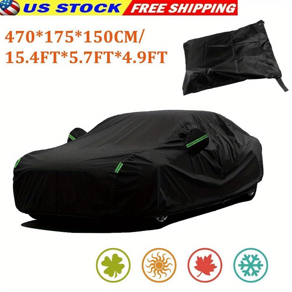 TEMU 15.4*5.7*4.9ft Full Car Weather Uv Protection Dust Automotive Cover Outdoor Universal Full Cover