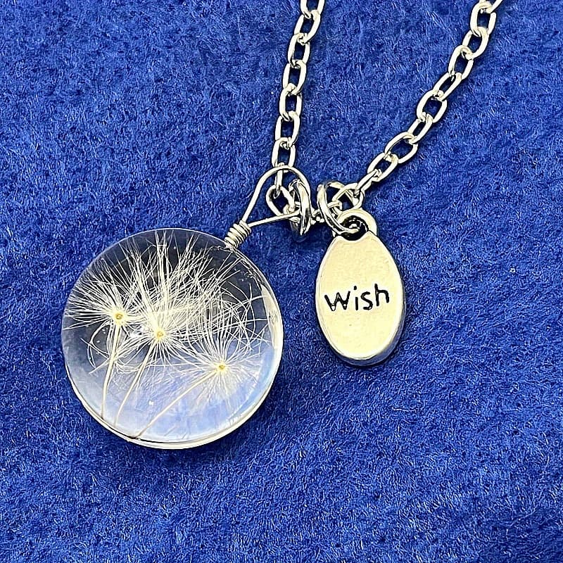 TEMU Creative Birthday Gift - Dandelion Dried Flower Pendant Necklace With Time Gem Glass Ball And An Elegant In Neck Jewelry