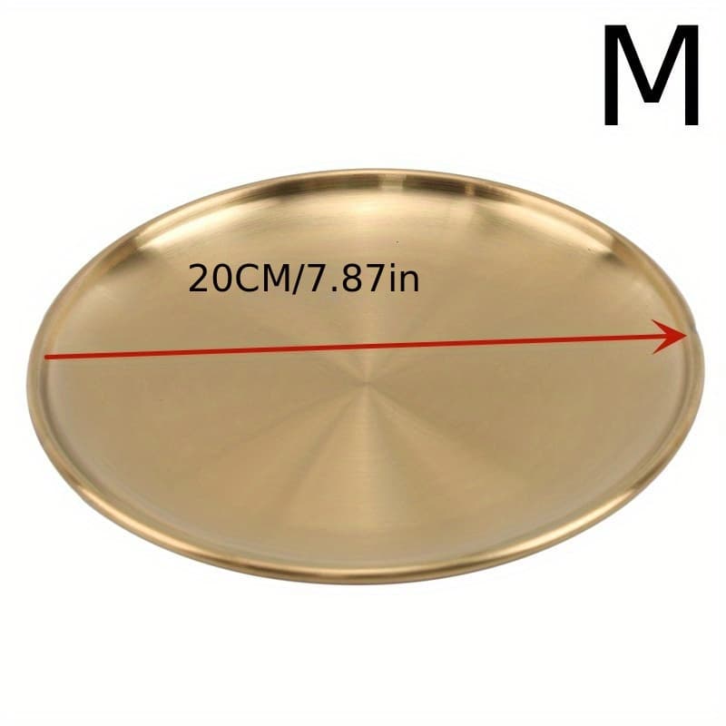 TEMU Elegant Golden Stainless Steel Serving Tray - Versatile For Bbq, Desserts & Steak | Durable & Easy To Clean | Perfect For Weddings & Parties