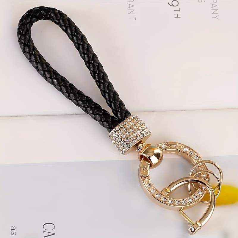 TEMU Keychain Pendant For Car, Keyring With Handcrafted Faux Leather Rope, Anti-loss D Keychain Gifts For Birthday And Bachelor Party Supplies