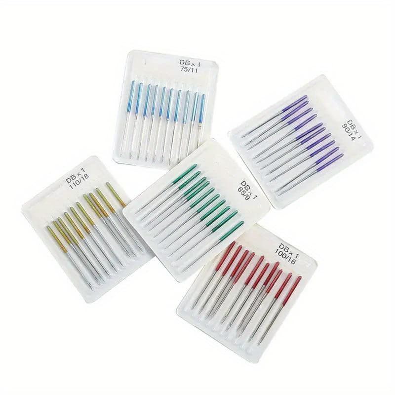 TEMU 50pcs Industrial Sewing Machine Needles - Dbx1 Elastic Stretch Fabric, Assorted Colors, Durable Steel Construction