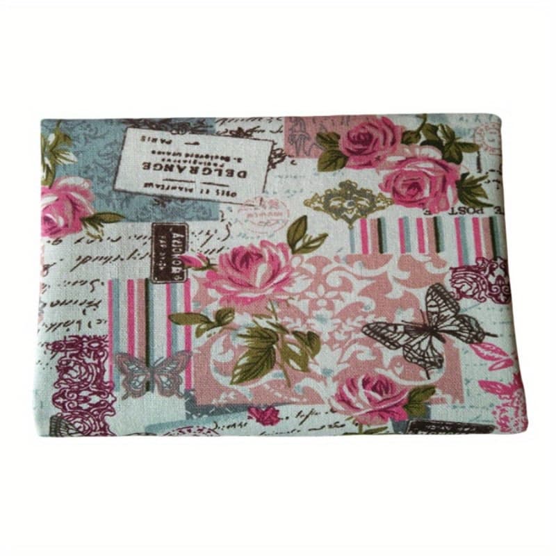 TEMU 1pc Rose Printed Linen Fabric, Perfect For Sofa, Table Cloth, Curtain, Bag, Cushion, And Furniture Cover
