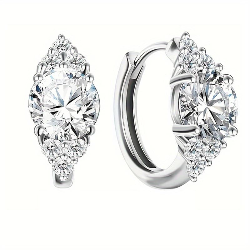 TEMU 925 Sterling Silvery 1 Carat *2 Lab-grown Moissanite Ring Ear For Men And Women Couples Decorative Fashion Sense Of Senior Creative Personality Gorgeous Mature Niche Temperament With Gift Box