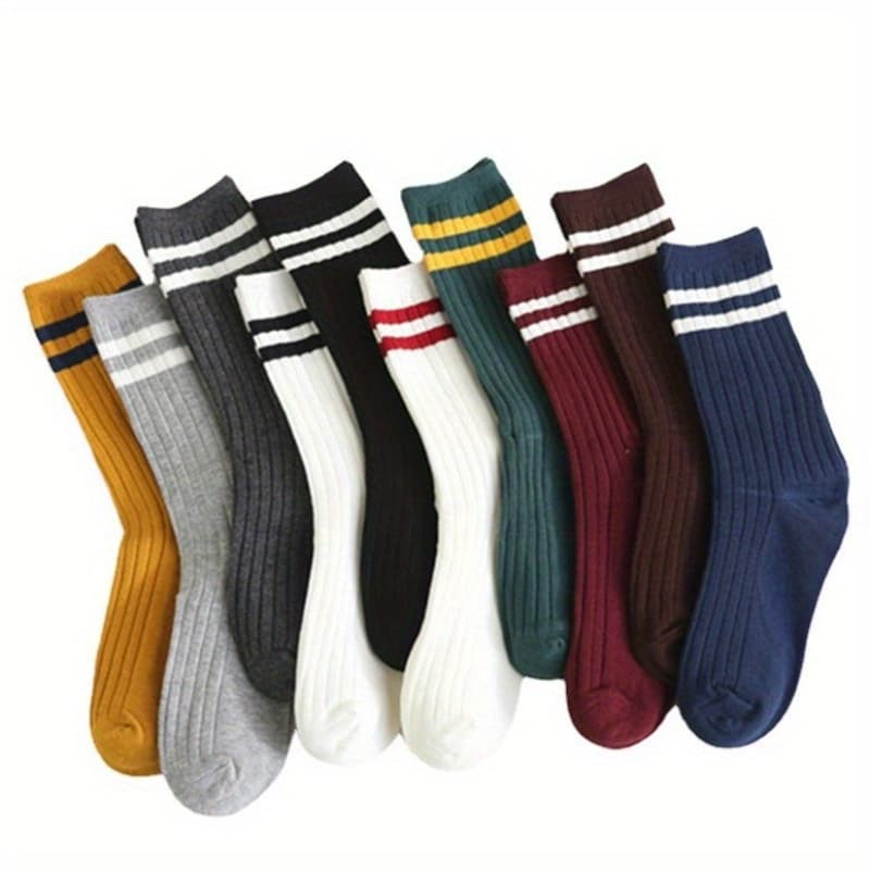 TEMU 10pairs Women's Socks Mid-calf Women's Socks Women' Color Over-the-knee Socks College Style Long Socks
