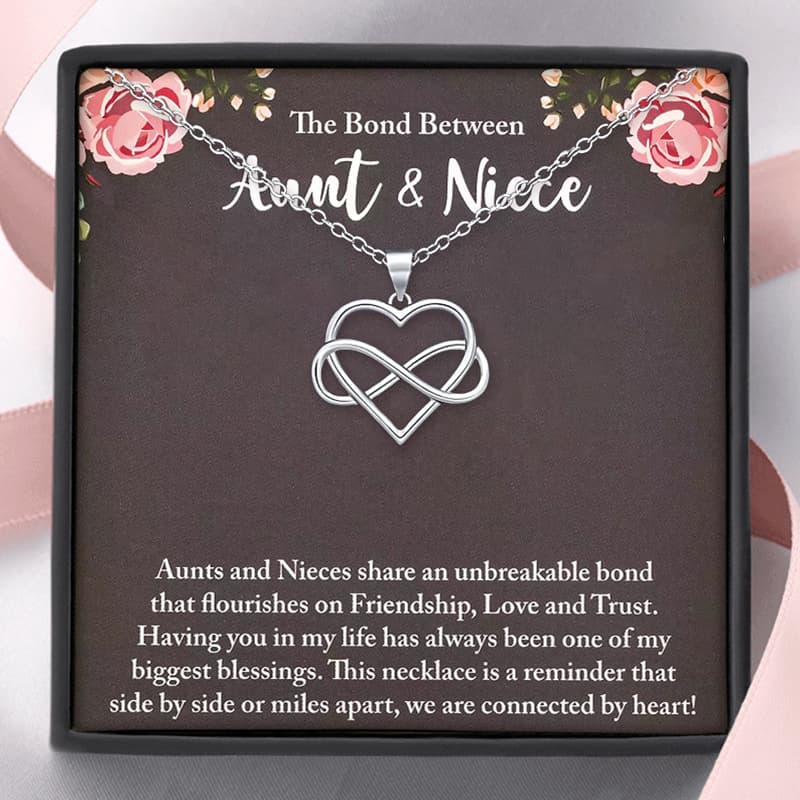 TEMU Aunt Gifts, Aunt Christmas Gifts, Gifts For Aunt Gifts From Niece, Tiny Infinity Heart Necklaces, Aunt Niece Necklace