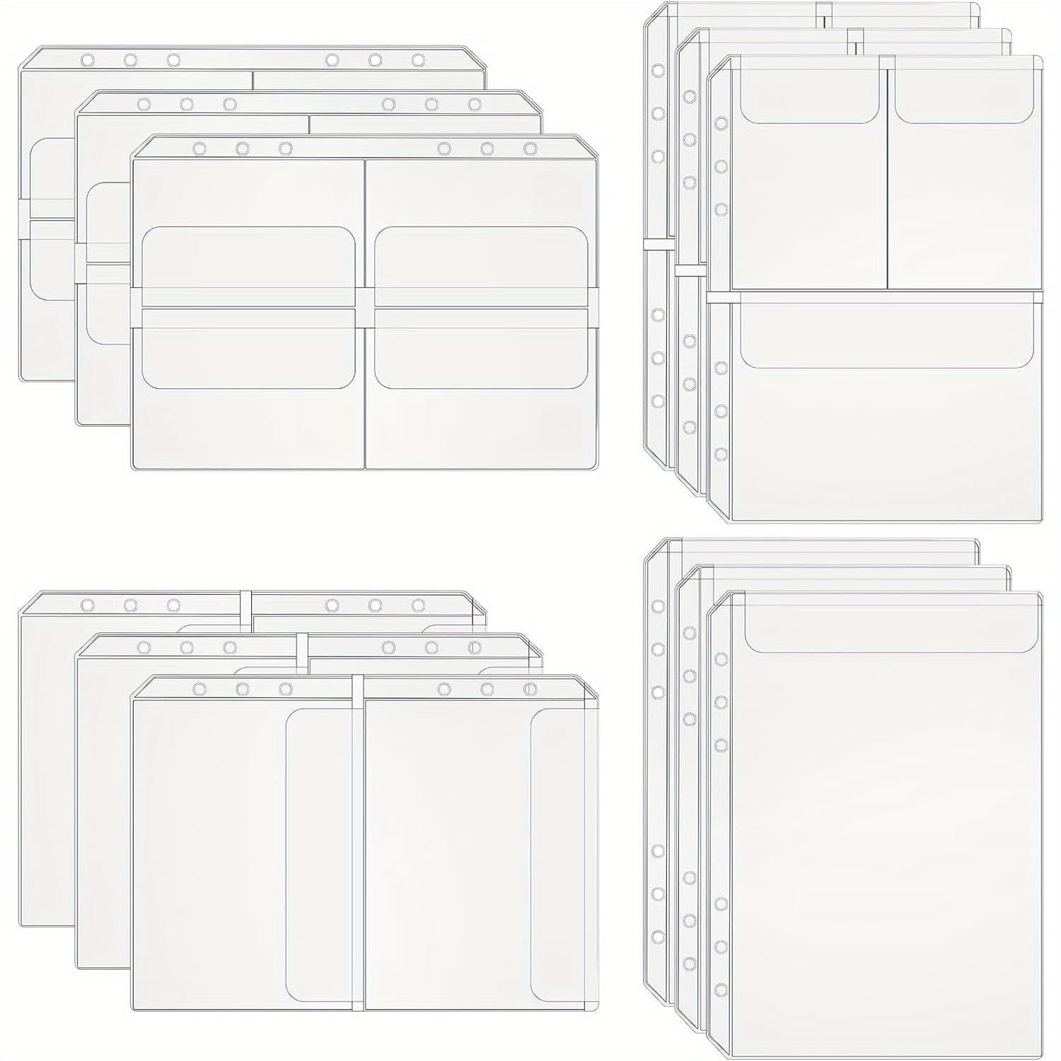 TEMU 12pcs A5 Pvc Binder Sleeves, 6-hole Cash Envelope Inserts, Mini Binder Pockets For Photocard Storage And Organization