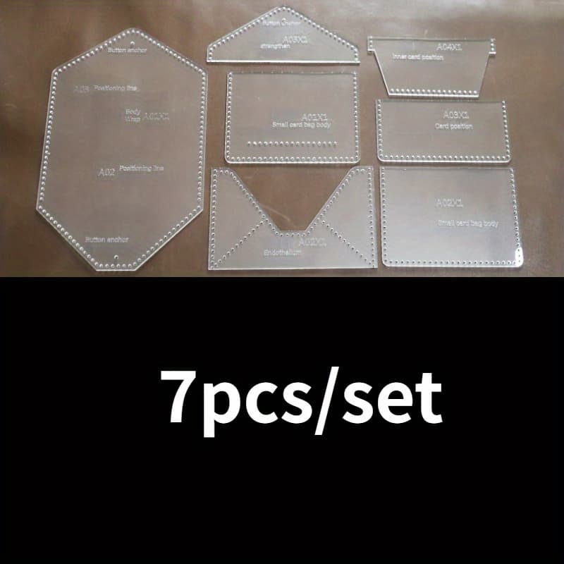 TEMU Set Of 7 Acrylic Business Card Holder Sewing Patterns And Templates - Stencil Leather Craft Set