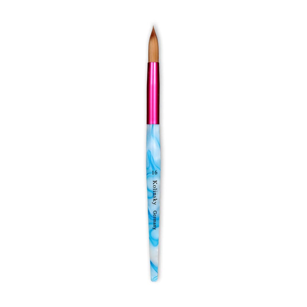 TEMU Acrylic Nail Brushes Blue And Pink Sizes 14/ 16 Round Hair Nail Art Brush