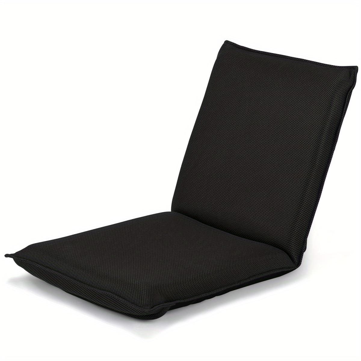 TEMU Maxmass Adjustable 6-position Floor Chair Padded Folding Lazy Sofa Chair Black