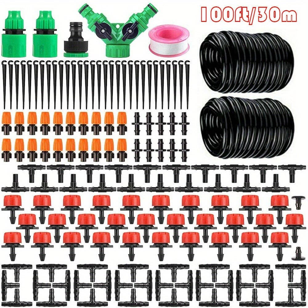TEMU 30m Automatic Micro Drip Irrigation System Garden Irrigation Spray Self Watering Kits With Adjustable Dripper Drip Irrigation Automatic Garden Watering System