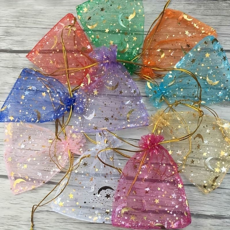 TEMU 50/100pcs Vibrant Drawstring Bags - Sheer Organza Jewelry & Gift Pouches For Weddings, Parties, Valentines Day & Cookie Treats
