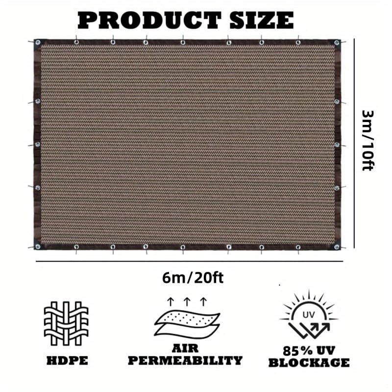 TEMU 1pc Rectangular Shade Net 3mx6m, 85% Sun Protection Rate, Breathable & Water-permeable With Reinforced Edging For Outdoor Courtyard Pool Balcony