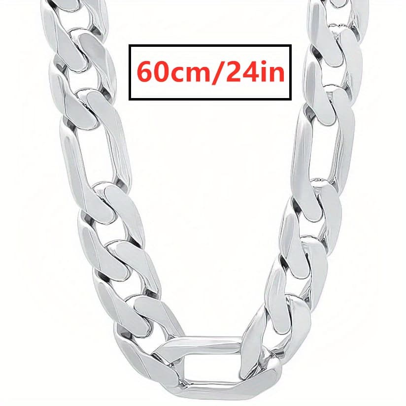 TEMU 1 Stylish 925 Sterling Men's Flat Chain Necklace - For Men And Women !
