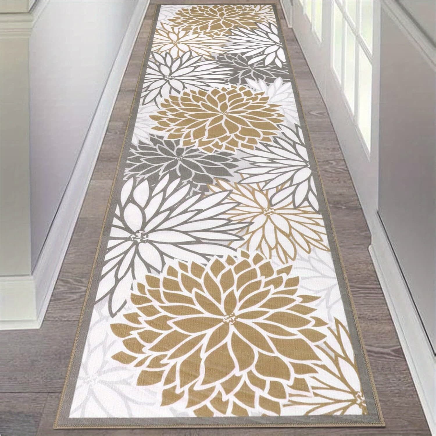 TEMU Floral Medallion Runner Rug Non-slip Washable Hallway Runner Rug Accent Laundry Rug Runner Low-profile Floor Carpet Runners For Entryway Laundry Room Bathroom