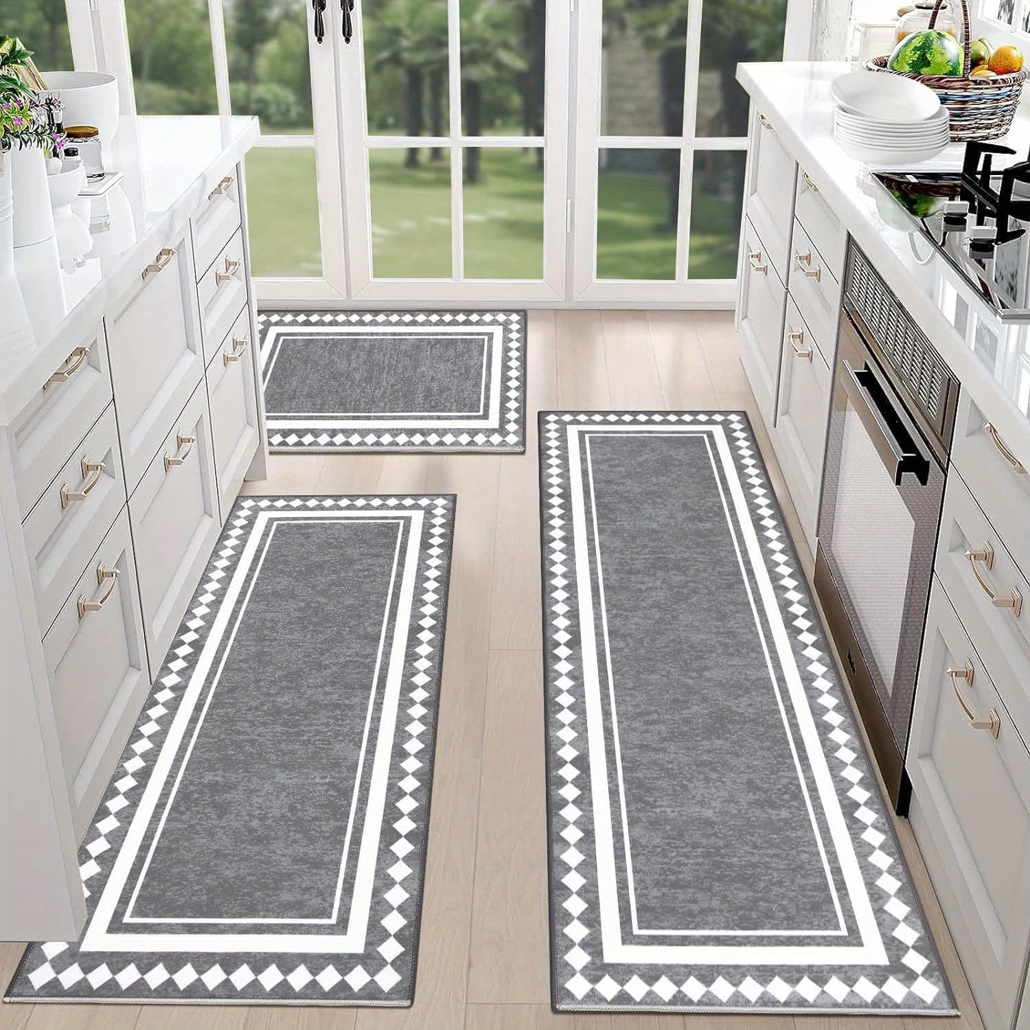 TEMU Farmhouse Kitchen Rugs Sets Of 3 Non Slip Washable Kitchen Rugs And Mats Boho Kitchen Mats For Floor Kitchen Runner Mat Kitchen Runner For Kitchen Laundry
