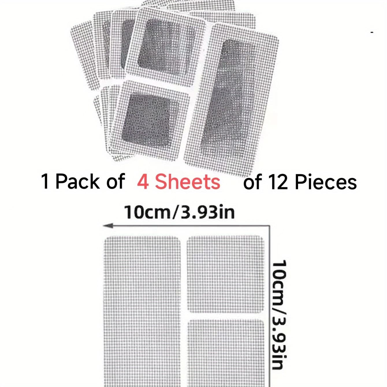 TEMU 12pcs Window Screen Adhesive Patch Kit Repair Patch, Screen Door Mesh Patch, Hole Patch, Door And Window Repellent Patch, Self-adhesive And Cuttable Screen Patch