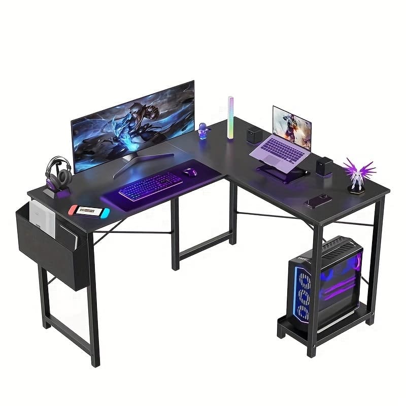 TEMU L Shaped Computer Desk, Table Reversible, Pc Laptop Workstation With Storage Bag