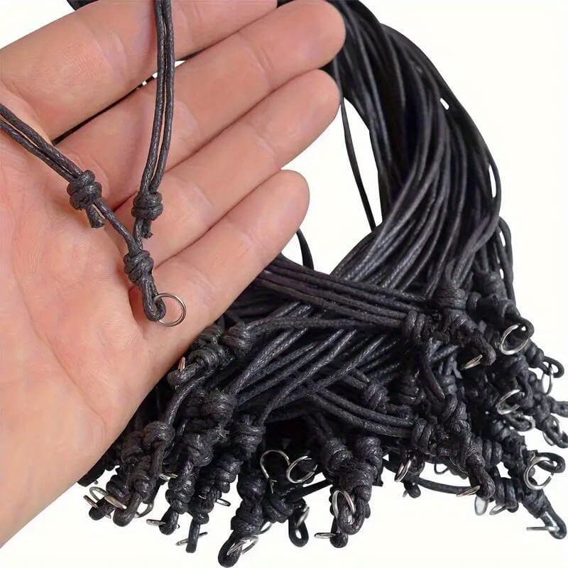 TEMU Set Of 10 Adjustable Black Necklaces Featuring A , 1mm Thick, Made With Cord, A Versatile