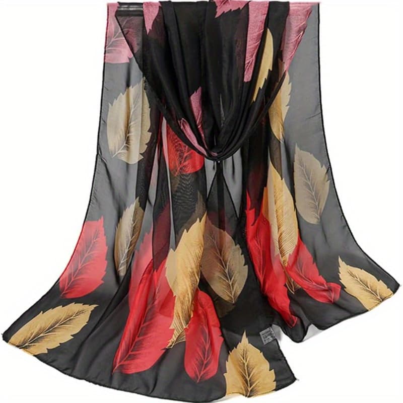 TEMU Women's Lightweight Breathable Polyester Chiffon Scarf - Elegant Floral Print Shawl For Outdoor Casual Beach, Versatile Fashion Accessory