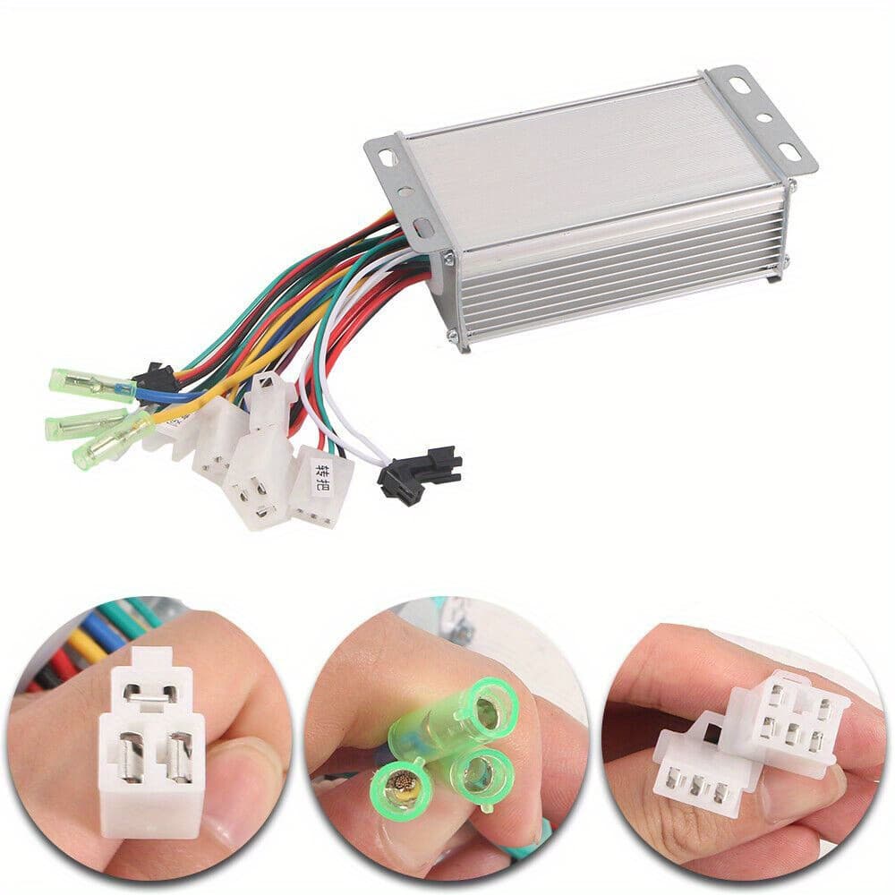 TEMU Durable 36v 350w Electric Bicycle Motor Controller With Short Voltage Protection - Easy Edition, Sensor-, Silver Housing