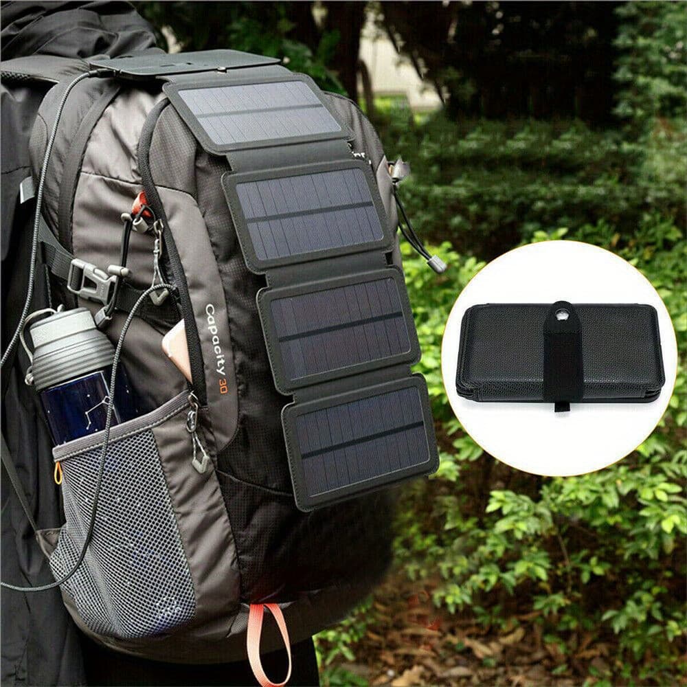 TEMU 1pc Portable Solar Panel Outdoor Travel Usb Power Charger For Emergency Charging Of Cell Phones, Laptops, Tablets, Fans, Flashlights - Solar Powered, No Batteries Needed