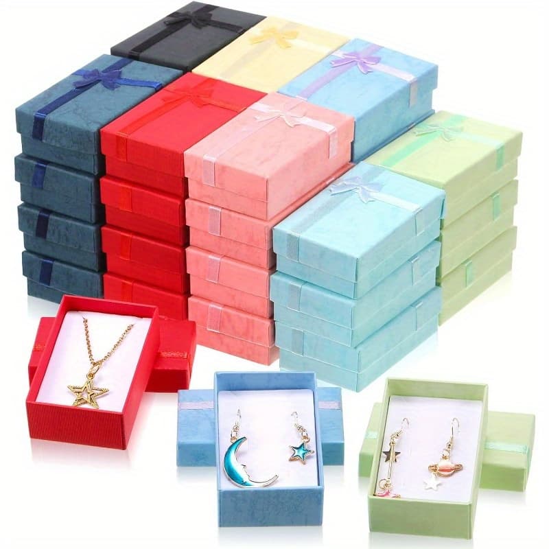 TEMU 32pcs Jewelry Gift Boxes Set Empty Jewelry Boxes Small Gift Boxes For Jewelry Cardboard Boxes For Jewelry Packaging With Ribbon Bowknot For Anniversaries Weddings Birthday, 8 Colors