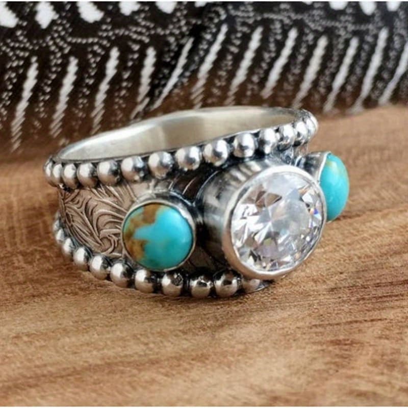 TEMU A European And -quality Gorgeous Classic Ring Turquoise Jewelry Is Very Suitable For Anniversaries And Birthday Parties, For Teenager, For Teenager