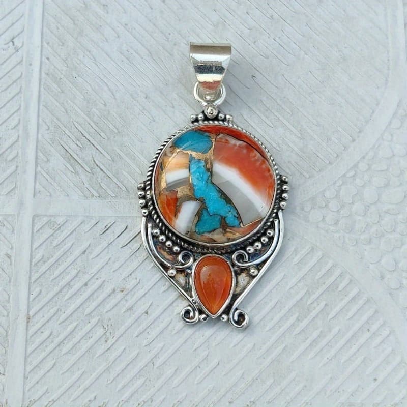 TEMU (center Stone Pattern Random) (pendant ) A Retro Gorgeous Green Turquoise Fashion Pendant Is Perfect For Anniversaries And Birthday Parties And Parties