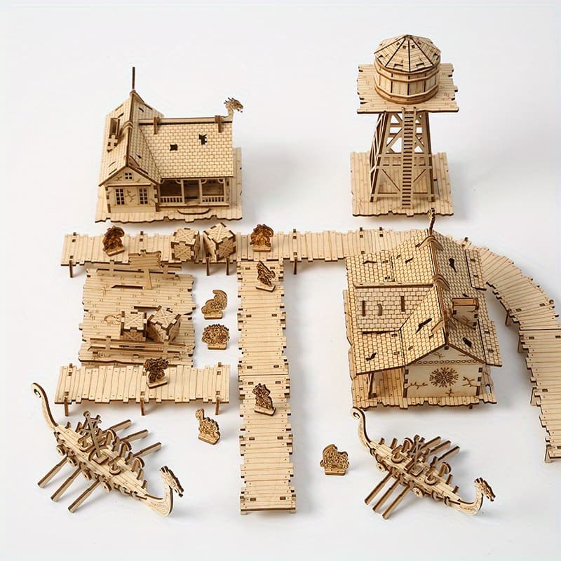 TEMU 3d Wooden Puzzle - Fishing Model - Intricate Assembling Toy For Mind-boosting Fun - Challenging & - Display- Collectible With Nostalgic Charm