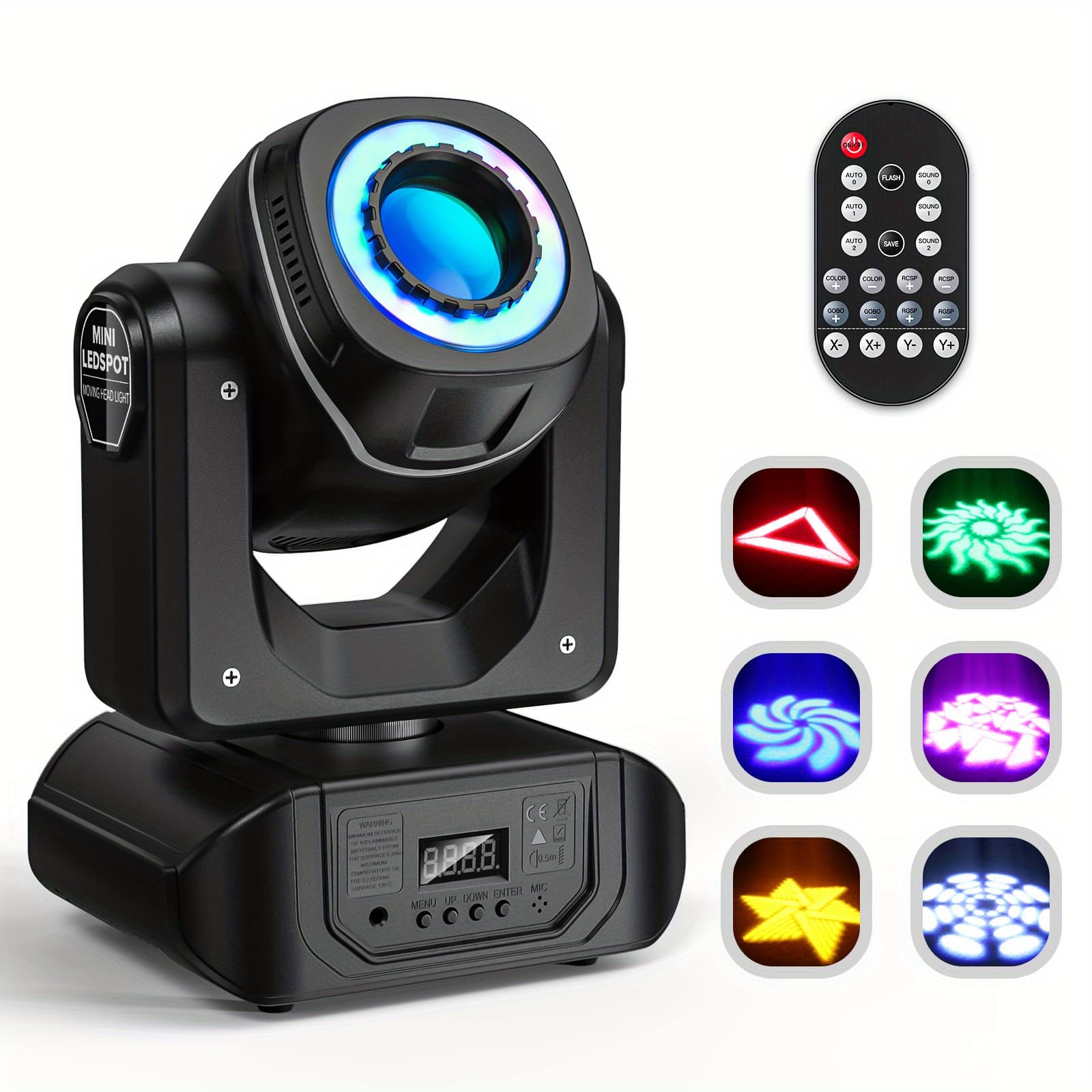 TEMU Mini Moving Head Light Rgbw Led Pattern With Remote Control Dmx512 Sound Activated For Stage Wedding Dj Disco Club Halloween Christmas