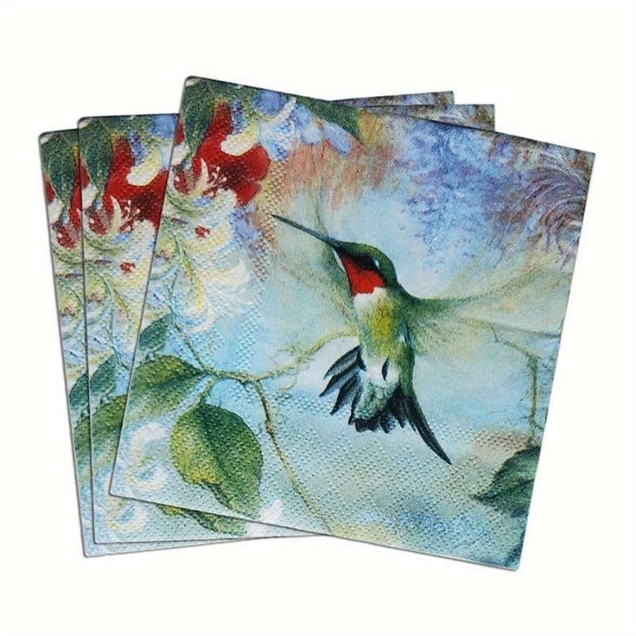 TEMU Pack Of 20 Bird-decorated Napkins, X Cm - Perfect For Parties, Weddings, And Celebrations Halloween&christmas For Christmas,newyear,valentine,party Events