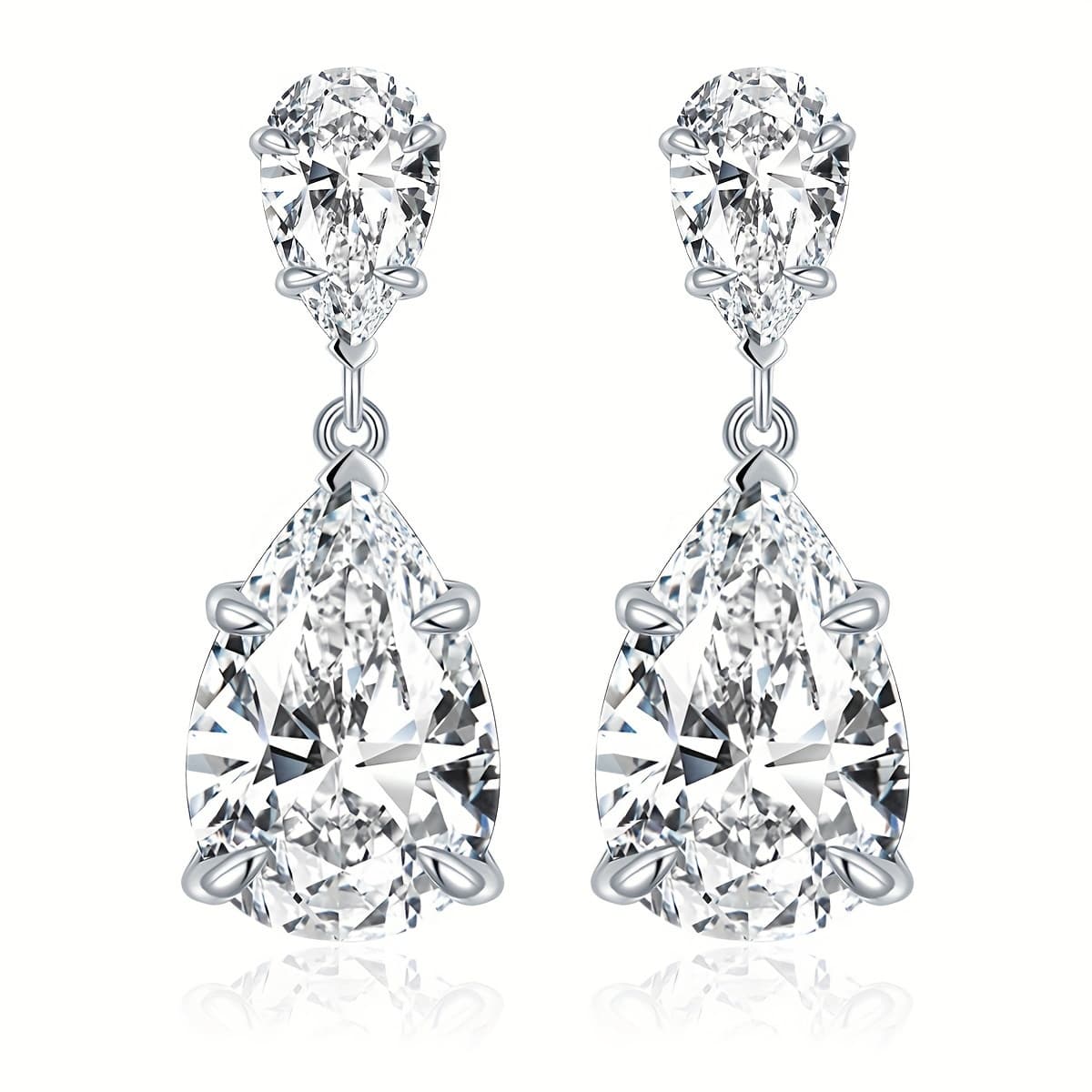 TEMU 925 Pear-shaped Moissanite Necklace, 4 Carats Total, 2.6g Weight
