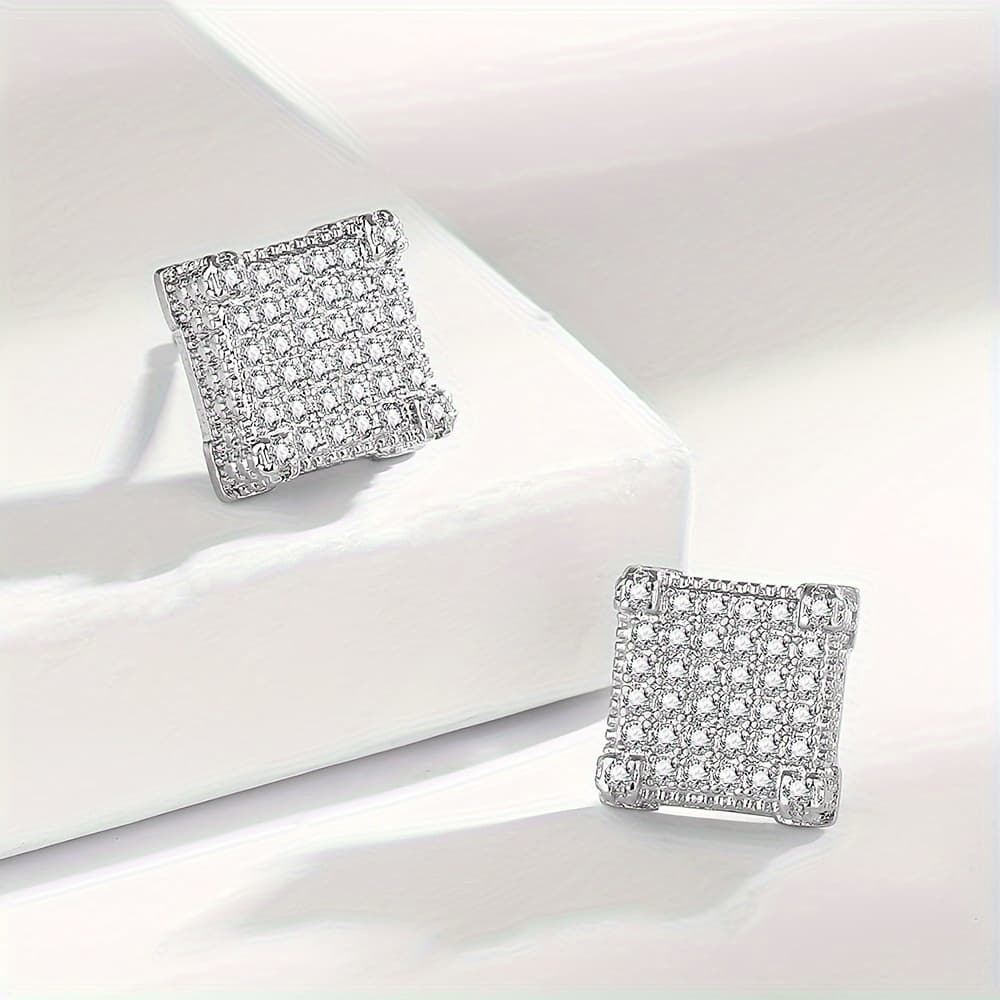 TEMU Moissanite Earrings, 925 Sterling 925 Silver Moissanite Stud Earrings, Luxury Moissanite Stud Earrings, Vvs1, Hypoallergenic Large Stud Earrings, Jewerly Gifts For Men Father Boys Women Girls